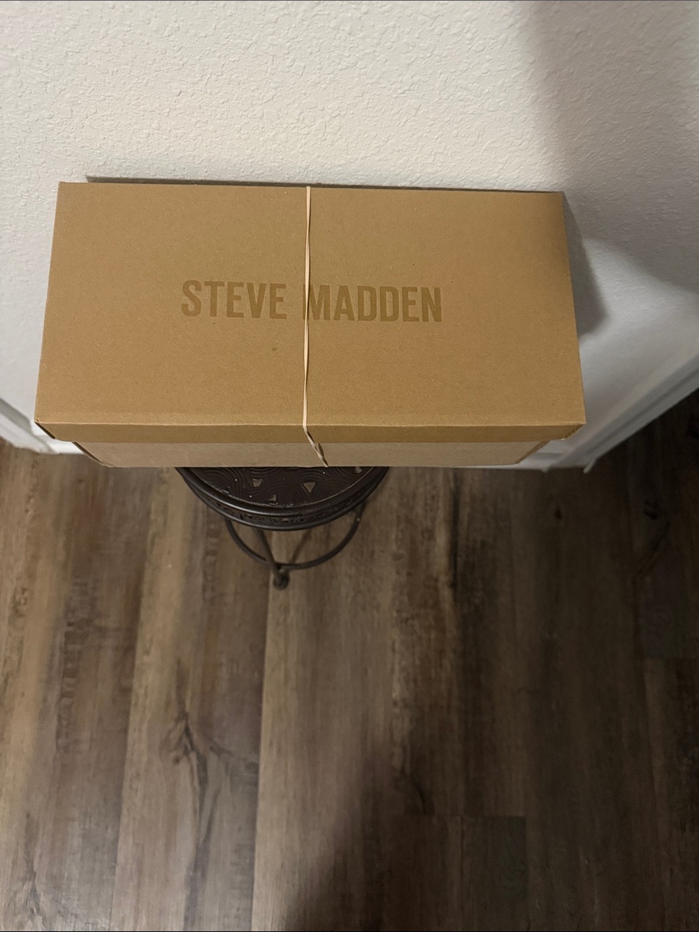 Steve Madden Tan Cardboard Shoe Box with Logo